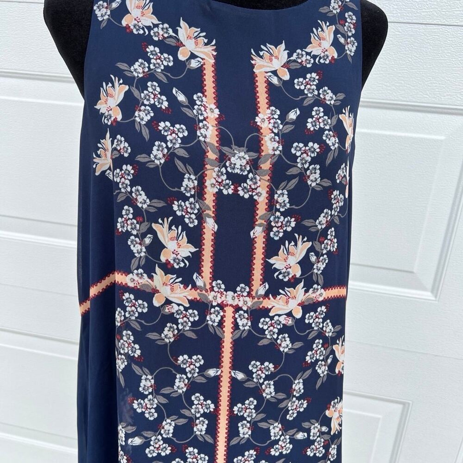 Max Studio Navy Floral Sleeveless Dress, Women's Size Xs — image 4 of 8